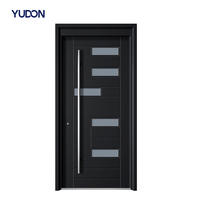 Porte d'entrée en aluminium et verre YUDON DOOR avec serrure intelligente, antirouille, antivol, ignifuge, pour villas côtières