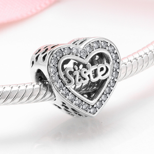 Abalorios de Plata de Ley 925 con forma de corazón y circonita, Charms para pulsera customizable - Product Image 4