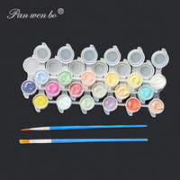 Panwenbo – Lot de 12 couleurs acryliques Mondrian en pot, mini-set de peinture 3/5 ml, non toxique, avec pinceau