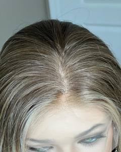 Cabello Humano Europeo Kosher 100% Virgen, Color Castaño Ceniza con Reflejos, Ondulado Largo, con Frente de Encaje Judío, para Mujeres, Slavic, Nudos Pequeños Individuales, HD - Product Image 4
