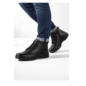 Bottes en cuir de haute qualité pour hommes avec semelle intérieure rembourrée, semelle antidérapante durable pour les activités décontractées en plein air - Product Image 1