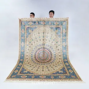 Alfombra clásica de diseño persa, tapete tradicional anudado a mano de 6 'x 9'