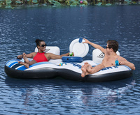 Îles flottantes gonflables personnalisées, équipements de jeux aquatiques gonflables, parasols, radeaux flottants pour 2 à 10 personnes avec seaux à glace