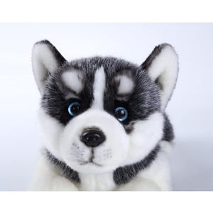 Hecho a mano Adorable mentira <span class=keywords><strong>Husky</strong></span> <span class=keywords><strong>siberiano</strong></span> suave algodón cachorro juguete vivo <span class=keywords><strong>blanco</strong></span> y negro peludo Animal simulación perro realista peluche - Product Image 4