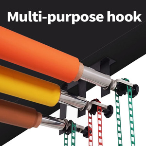 Système de support de fond manuel 2-en-1 pour photographie et vidéo, montage sur support mural/support lumineux, construction métallique, deux supports simples - Product Image 6