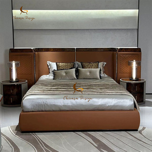 Luxury Homey Italian Design <b>Bedroom</b> Set Modern Wooden Furniture Upholstered Bed Double Leather King Size - Product Image 2