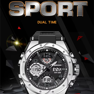 Montre numérique LED pour homme SANDA 3192 avec cadran carré, multifonction, mesure de la température, bracelet en acier, montre sportive pour homme, cadeau - Product Image 4