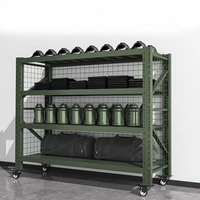 Unité d'étagère multicouche robuste support de stockage vert militaire cadre en acier renforcé pour les casernes de fournitures de munitions