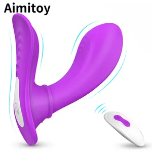 Aimitoy柔软硅胶振动可穿戴内裤，带远程性感女性内衣系带阴蒂振动器