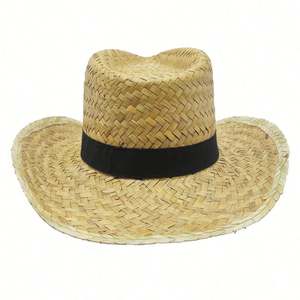 Chapeau de cowboy en paille écologique en gros avec logo personnalisé pour la pêche en extérieur et usage décontracté - Chapeau unisexe promotionnel à prix réduit - Product Image 4