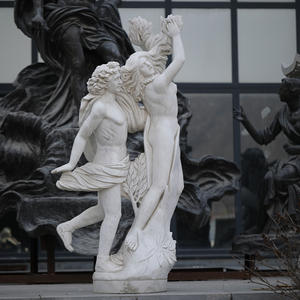 Statues en marbre blanc Apollon et Daphné Figures mythologiques grecques personnalisées Figurine artisanale en pierre gravée de style ange - Product Image 4