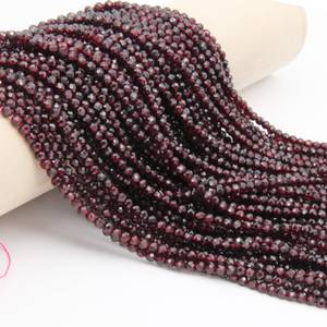 Perles Rondes Facettées en Grenat Rouge Naturel 2mm 3mm 4mm, Perles de Pierres Précieuses en Vrac pour la Fabrication de Bijoux en Gros - Product Image 4