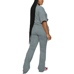 ชุดลำลองสีพื้น คอกลม แขนสั้น กางเกงขายาว สองชิ้น แฟชั่นสำหรับผู้หญิง - Product Image 6