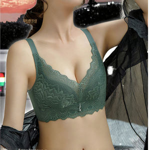 Ultra-Thin Satin Bra <b>Sexy</b> Adjustable Side Breasted Crystal Cup Underwear Breathable and Light Control Without Rims - Product Image 3