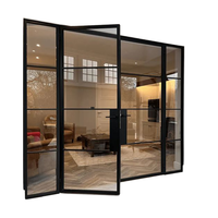 Porte d'entrée extérieure moderne à ouverture latérale, en alliage d'aluminium, avec isolation phonique et vitrage, dernière conception, efficacité énergétique