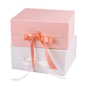 Nastro di raso rosa personalizzato scatole regalo di nozze pieghevoli e magnetiche per damigelle finitura opaca per artigianato e feste - Product Image 6