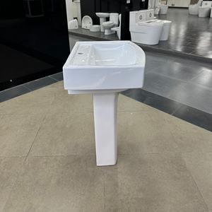 Lavabo de cerámica moderno de un solo orificio para apartamentos pequeños Columna de lavado de cara Tipo dividido para exportación Comercio exterior - Product Image 3