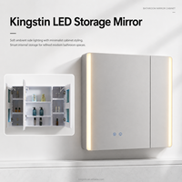 Kingstin Armoire de Toilette LED en ABS Sur Mesure avec Rangement pour Hôtels et Maisons, 3 Températures, 5 Options