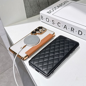 Étui portefeuille magnétique en cuir PU à motif quadrillé pour <span class=keywords><strong>Samsung</strong></span> Galaxy S26 <span class=keywords><strong>S22</strong></span> Ultra S25 Edge S24 FE S23 avec recharge sans fil et protection d'objectif - Product Image 5