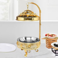 Set Perlengkapan Buffet Chafing Dish Bulat dengan Logo Custom, Penghangat Makanan Hotpot untuk Acara