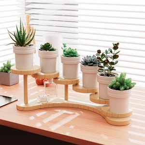 Solid Wood Desktop <b>Shelf</b> Multipurpose Flower Stand Office Organizer Storage Display Rack For <b>Desk</b> Use - Product Image 1