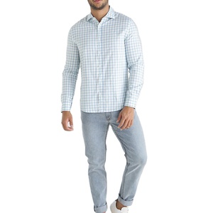 Venta caliente Green Check Pure Cotton Casual Check Nature Gent Good Hand Feel Shirt para hombres - Product Image 1