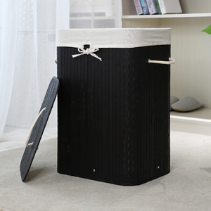 Giỏ đựng đồ giặt bằng tre gấp gọn màu đen, có tay cầm và nắp, lựa chọn tốt 72L - Product Image 3