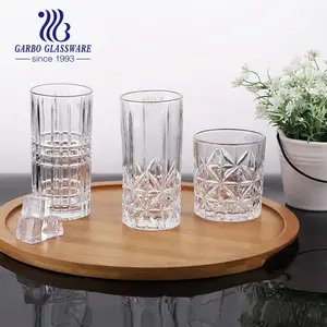 Vasos de cristal con grabado de 11 oz, vaso de whisky transparente de alta calidad, 12 oz, highball, para beber agua y zumo
