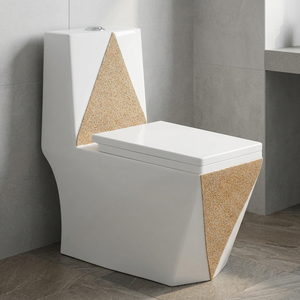 Inodoro de Cerámica de Una Pieza con Forma de Diamante, Inodoro Moderno para Baño con Sistema de Descarga Sifónica - Product Image 2