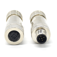Conector de alimentación a prueba de agua M12, enchufe hembra de 4 pines y enchufe macho tipo DIN con terminación de tornillo