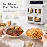 Friteuse à Air Numérique Double Air Fryer Four Plus de 15 l Avec Préréglages One-Touch et Fenêtre Visible