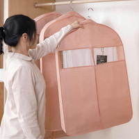 Sac à vêtements non-tissé avec fenêtre et logo personnalisé Sacs à poussière en tissu pour couverture de costume habillé avec fermeture éclair