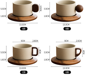 Tasse à café <span class=keywords><strong>en</strong></span> céramique avec poignée <span class=keywords><strong>en</strong></span> <span class=keywords><strong>bois</strong></span> vintage, 250 ml, grande capacité, tasse à thé moderne, tasse à dessert, tasse à café pour le thé de l'après-midi - Product Image 6