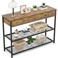 Table console de style industriel à 3 niveaux 2 tiroirs Nouveau design Armoire en bois extensible longue et étroite pour canapé d'entrée Meubles de maison