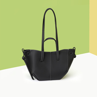 Tas Tote Kulit PU Fashion Wanita, Tas Selempang Geometris, Tas Bahu Anti Air dengan Bukaan Terbuka, Grosir