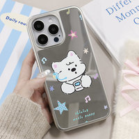 Coque de téléphone de dessin animé pour iphone16 16pro/promax 15 15promax/14Promax/14pro 14/13 13pro 12 11 texture en fibre de carbone coque miroir