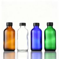 Bouteille en verre ambré opaque de Boston pour réactifs chimiques avec couvercle, flacon transparent bleu pour lotion, shampoing et huiles essentielles – Vente en gros