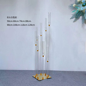 6 braccia 8 braccia trasparente candela in acrilico <span class=keywords><strong>candelabri</strong></span> <span class=keywords><strong>per</strong></span> matrimonio centrotavola in acrilico portacandele