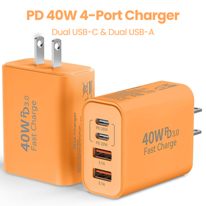 ดีไซน์สวยงาม ทนทาน อะแดปเตอร์แปลงไฟแบบผนัง 4 พอร์ต USB-C กำลังไฟสูง 40 วัตต์ สีพาสเทลมาการอง เหมาะสำหรับเป็นของขวัญ รองรับการชาร์จอุปกรณ์หลายเครื่องพร้อมกัน - Product Image 1