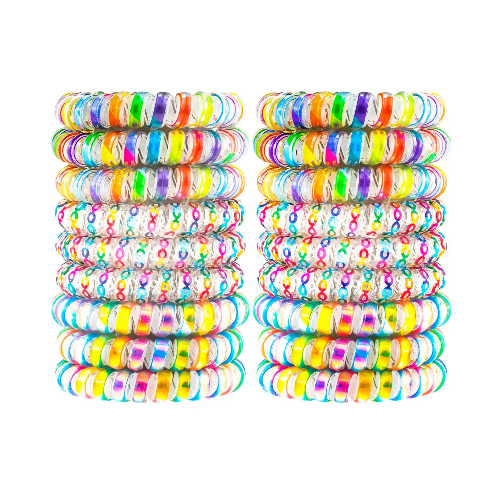 Spiral Hair Ties Coil Matte Phone Cord Ponytail Holder Coil Scrunchies Plastic Hair Coils For Women Girls