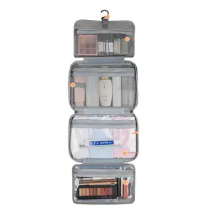 Bolsa de artículos de tocador multifuncional resistente al agua de 4 pliegues 6-10 compartimentos bolsa de cosméticos de viaje colgante