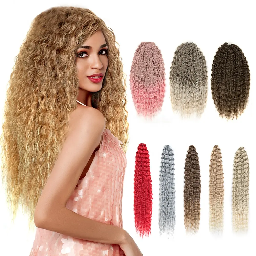 Ariel In Russia Allentato Onda Profonda Dei Capelli di Remy Bundles Super-Lunghe Sintetiche Ricci Onda di Torsione Dei Capelli Del Crochet Estensioni Dei Capelli Sintetici