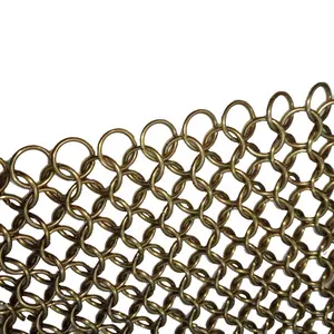 פליז נחושת נירוסטה Chainmail טבעת רשת/שרשרת דואר דקורטיבי מתכת רשת