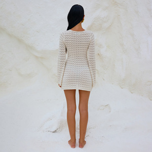 Nouvelle Robe de Plage Femme Couleur Unie Sexy Tricotée Moulante Blouse de Bain Anti-UV - Product Image 4