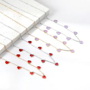 Collar de Acero Inoxidable con Forma de Corazón, Regalo para Mujer, Joyería, Color Rojo Púrpura, Cadena Electrochapada, Colgante, Collares de Moda - Product Image 1