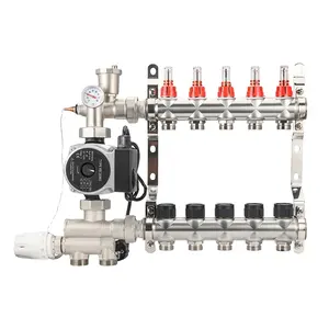 Hệ Thống Sưởi Sàn Hydronic Phổ Biến Bộ Điều Khiển Ống Góp Làm Nóng Dưới Sàn Bằng Thép Không Gỉ Bằng Đồng Thau