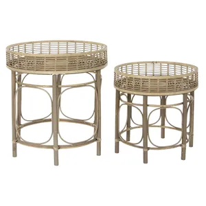 Set di 2 tavolini laterali in rattan con dimensioni 61x61x64 cm e 49,5x51 cm - Product Image 2