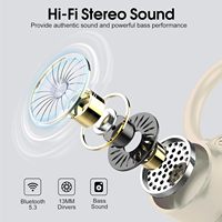 Écouteurs sport sans fil Huien HE-059B avec indicateur LED, étanchéité IPX4, contrôle tactile, son stéréo Hi-Fi et basses profondes