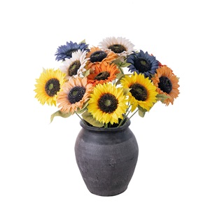 CallaFloral - Ramas Individuales de Girasol Artificial en Amarillo, Azul, Naranja y Champán para Decoración de Bodas, Manualidades y Tejido de Paneles - Product Image 5