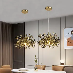 Dlss 조명 새로운 디자인 식당 샹들리에 가정 장식 조명을위한 현대 금속 led 펜던트 램프
